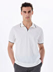 Fabrika Düz Kırık Beyaz Erkek Polo T-Shirt F5SM-TST 2742