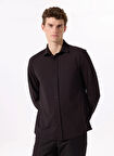 Fabrika Basic Gömlek Yaka Düz Siyah Erkek Gömlek F5SM-GML 2431