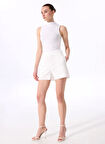 Fabrika Standart Bel Relaxed Beyaz Kadın Şort F5SL-SHT0013