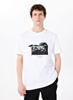 Mustang Bisiklet Yaka Baskılı Beyaz Erkek T-Shirt M5SM-TST1274