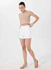 Mustang Standart Bel Normal Beyaz Kadın Denim Şort M5SL-SRT1741
