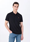 Mustang Baskılı Siyah Erkek Polo T-Shirt M5SM-TST1335