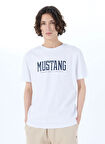 Mustang Bisiklet Yaka Baskılı Beyaz Erkek T-Shirt M5SM-TST1291