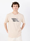 Mustang Bisiklet Yaka Baskılı Bej Erkek T-Shirt M5SM-TST1302