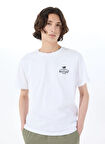 Mustang Bisiklet Yaka Baskılı Beyaz Erkek T-Shirt M5SM-TST1844