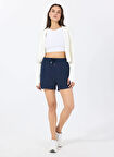 Limon Bağlamalı Bel Relaxed Lacivert Kadın Şort L5SL-SRT9044