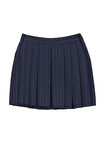 Fabrika Normal Bel Lacivert - Gri Kadın Çizgili Mini Etek F5WL-ETK0060