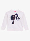 Barbie Baskılı Kız Çocuk Beyaz - Lila Sweatshırt BRB5WG-SWT6624