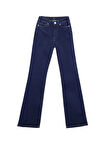 Fabrika Yüksek Bel Geniş Paça Flare Koyu İndigo Kadın Denim Pantolon F5WL-PNT0193