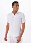 Mr. Mood Standart Düğmeli Yaka Beyaz Erkek Gömlek MR SHORT SLEEVE