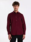 Fabrika Slim Fit Gömlek Yaka Düz Bordo Erkek Gömlek F5WM-GML 2378