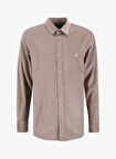 Fabrika Slim Fit Gömlek Yaka Düz Vizon Erkek Gömlek F5WM-GML 2378