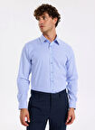 Fabrika Slim Fit Sumos Yaka Çizgili Koyu Mavi Erkek Gömlek F5WM-GML 2582