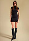 People By Fabrika Yuvarlak Yaka Düz Siyah Mini Kadın Elbise PBF5WL-ELB0115
