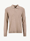 People By Fabrika Polo Yaka Basic Düz Bej Erkek Kazak PBF5WM-KZK9555