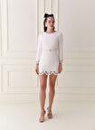 Selyns Bisiklet Yaka Beyaz Kısa Kadın Elbise Luna Elbise