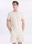 Discovery Expedition D6SM-TST3727 Krem Bisiklet Yaka Relaxed Düz Erkek T-Shirt