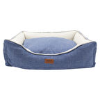 Lepus Premium Üstü Açık Çift Taraflı - Fermuarlı Mavi Büyük Irk Köpek Yatağı