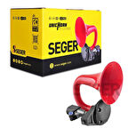 SEGER-80Jh Tek Boynuz Havalı Korna 24V (Unıchorn), Kırmızı Plastik Borulu
