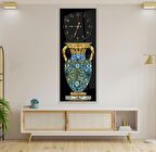 Saatli Antik Vazo Cam Tablo
