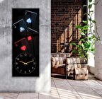 Saatli Neon Oyun Kartları Cam Tablo