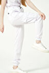 Beyaz Likralı Kargo Cep Jogger Paça Doktor Hemşire Forması Tek Alt Unisex