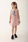 Minnie Mouse D4860-3 Çocuk  Pembe Melanj Elbise