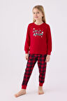 Arnetta Kız Çocuk Uzun Kol Pijama Takım AR3105 Kırmızı