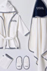 U.S. Polo Assn Erkek Bebek Bornoz Set Ekru