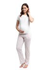 Arnetta Kadın Beyaz Lohusa Kısa Kol Pijama Takım 3250
