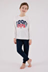 U.S. Polo Assn. Erkek Çocuk Uzun Kol Pijama Takım Beyaz