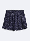 Çiçek Desenli Basic Mini Lacivert Şort