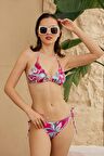 Üçgen Bikini Takımı Soft Desenler Pembe Yaz Desenler