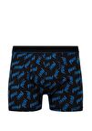 Mavi Baskılı Siyah Boxer 0911306-85857