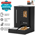 Yasomi DU-F03V SmartPaw+ 2si1 Arada 4L/5L Kapasiteli Pilli/Kablolu Akıllı Otomatik Mama ve Su Kabı (Siyah)