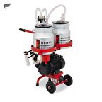 Melasty Micro İkili Koyun Süt Sağma Makinesi (Alüminyum Güğüm - Silikon Memelik) (Çift Güğüm) (Kuru Pompa)