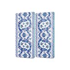 Decovetro Cam Kahve Sofra Sunum Tablası 2'li Set Çini Motif Desenli