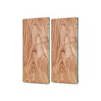 Decovetro Cam Kahve Sofra Sunum Tablası 2'li Set Dalgalı Ahşap Desenli