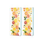 Decovetro Cam Kahve Sofra Sunum Tablası 2'li Set Turunç Desenli