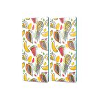 Decovetro Cam Kahve Sofra Sunum Tablası 2'li Set Renkli Meyve Desenli