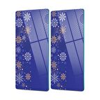 Decovetro Cam Kahve Sofra Sunum Tablası 2'li Set Mor Kar Tanesi Desenli 30 x 15 cm