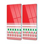 Decovetro Cam Kahve Sofra Sunum Tablası 2'li Set Kırmızı Ekose Dokuma Desenli 30 x 15 cm