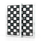 Decovetro Cam Kahve Sofra Sunum Tablası 2'li Set MacKenzie Black White 30 x 15 cm