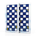 Decovetro Cam Kahve Sofra Sunum Tablası 2'li Set MacKenzie Blue White 30 x 15 cm