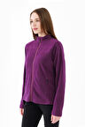2AS Cara Kadın Tam Fermuarlı İnce Polar Sweatshirt Mor