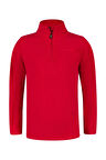 Clara Çocuk Yarım Fermuarlı İnce Polar Sweatshirt Kırmızı