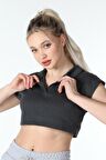 defy's KADIN YAKA DETAYLI CROP ANTRASİT - S