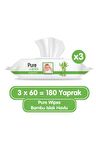 Pure Baby Organik Bambu Özlü Islak Havlu 3×60 (180 Yaprak)