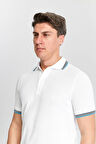 Erkek Beyaz %100 Pamuk Serin Tutan Fit Polo Yaka T-shirt