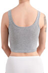 Askılı Gri Günlük Kullanım Veya Spor Için Pamuklu Likralı Kadın Crop Büstiyer Bralet